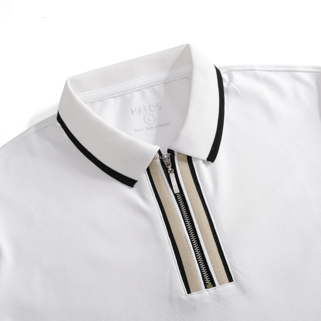 Áo Thun Polo Nam cổ bẻ Zippy trắng vải Cá Sấu Cotton cao cấp – HAFOS