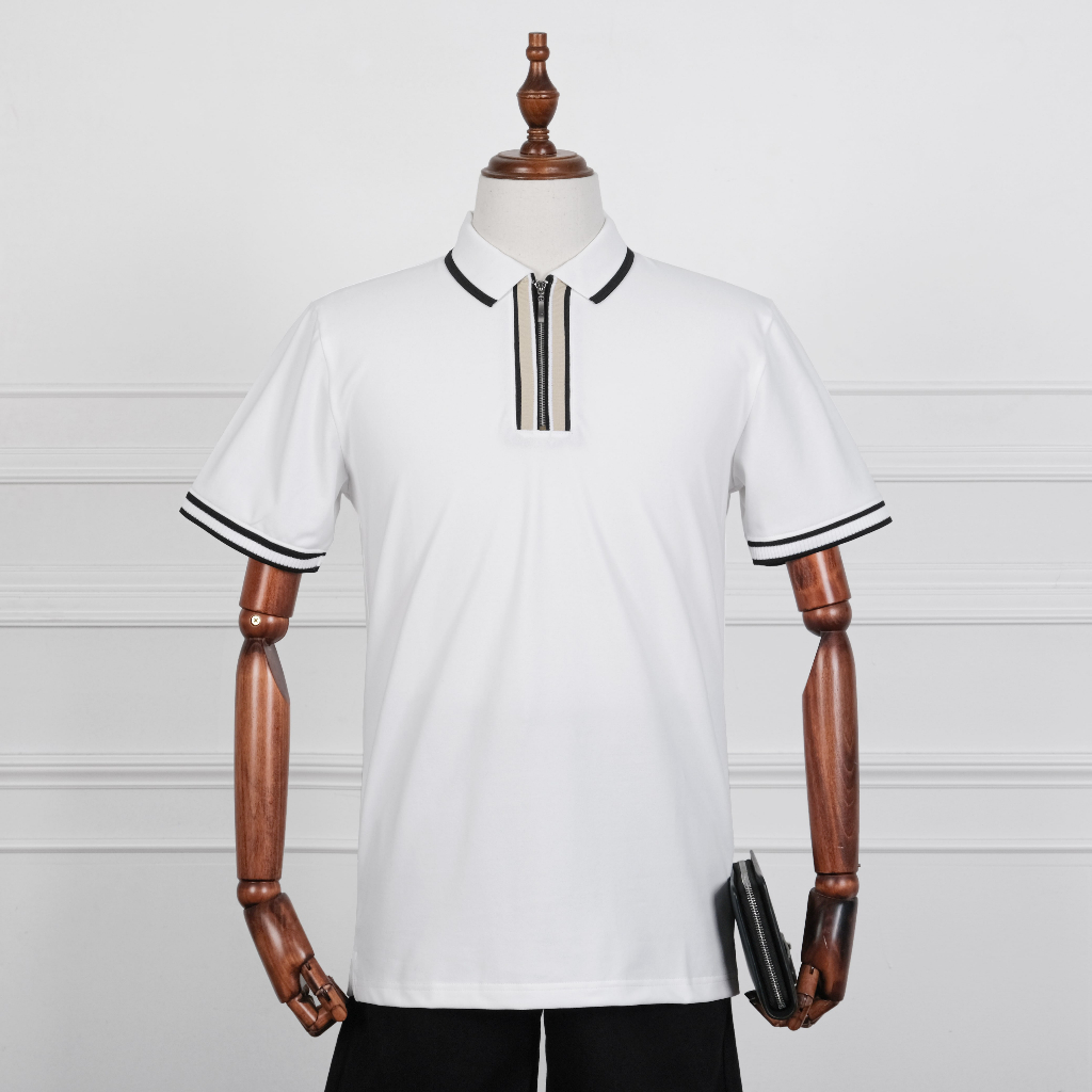 Áo Thun Polo Nam cổ bẻ Zippy trắng vải Cá Sấu Cotton cao cấp – HAFOS