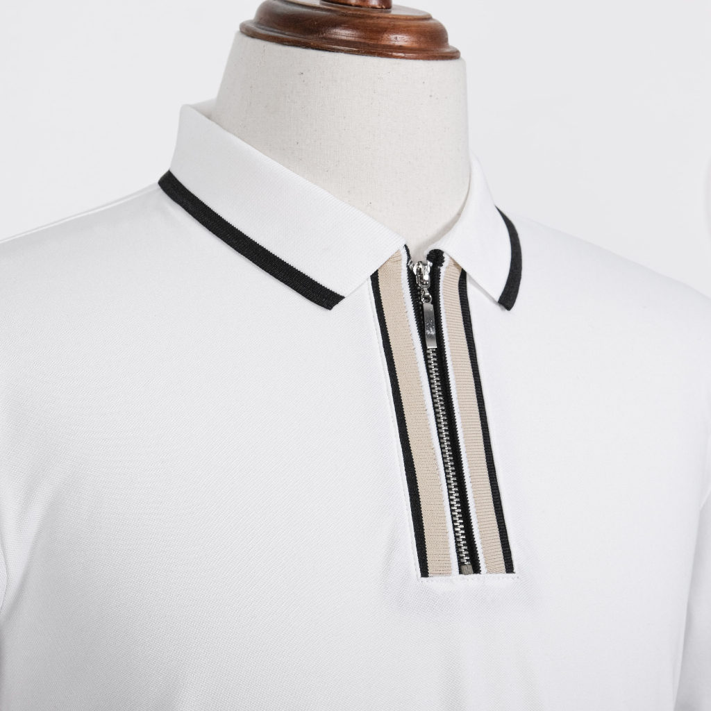 Áo Thun Polo Nam cổ bẻ Zippy trắng vải Cá Sấu Cotton cao cấp – HAFOS