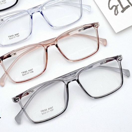 Gọng Kính Nam Nữ Dáng Vuông Nhựa Dẻo Siêu Nhẹ 8087