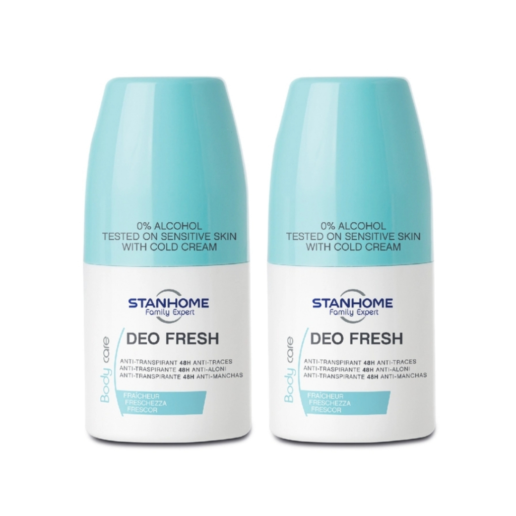 Combo 2 lăn khử mùi không cồn hương biển tươi mát cho da nhạy cảm Stanhome Family Expert deo fresh 50ml/lọ