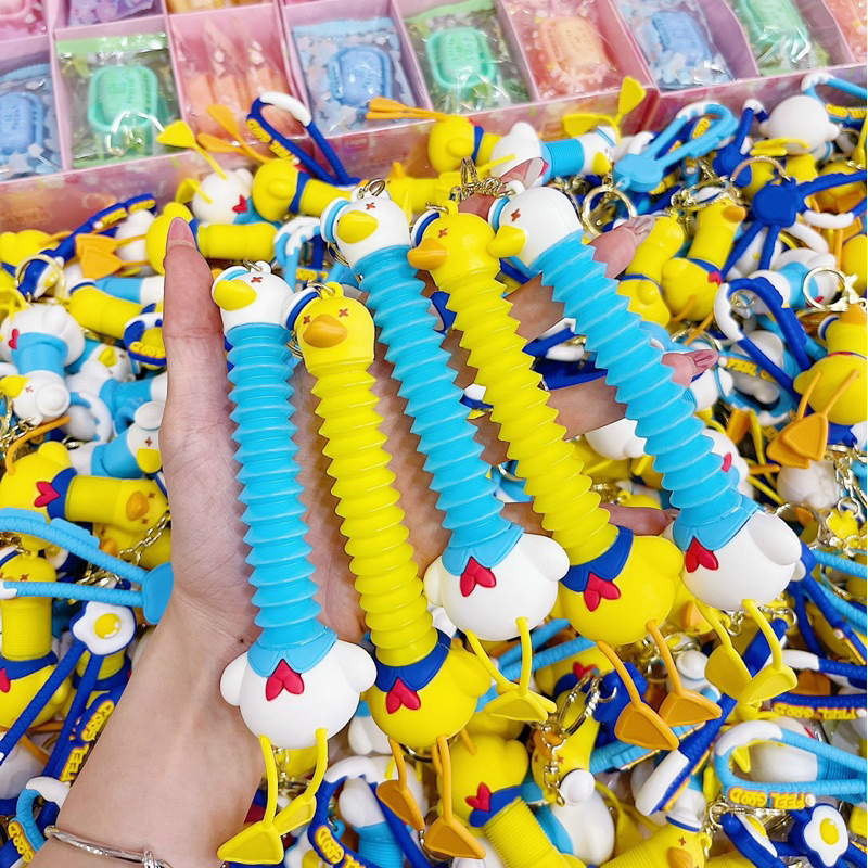 Móc Khoá Vịt Lò Xo Kéo Dài Thu Gọn Giảm Stress Làm Quà Tặng