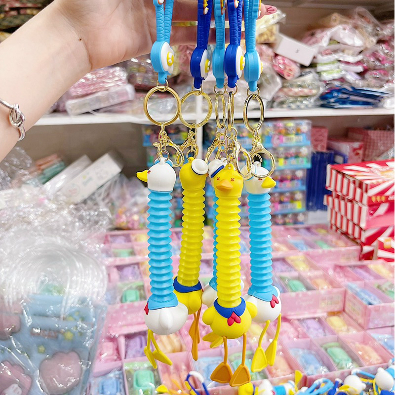 Móc Khoá Vịt Lò Xo Kéo Dài Thu Gọn Giảm Stress Làm Quà Tặng