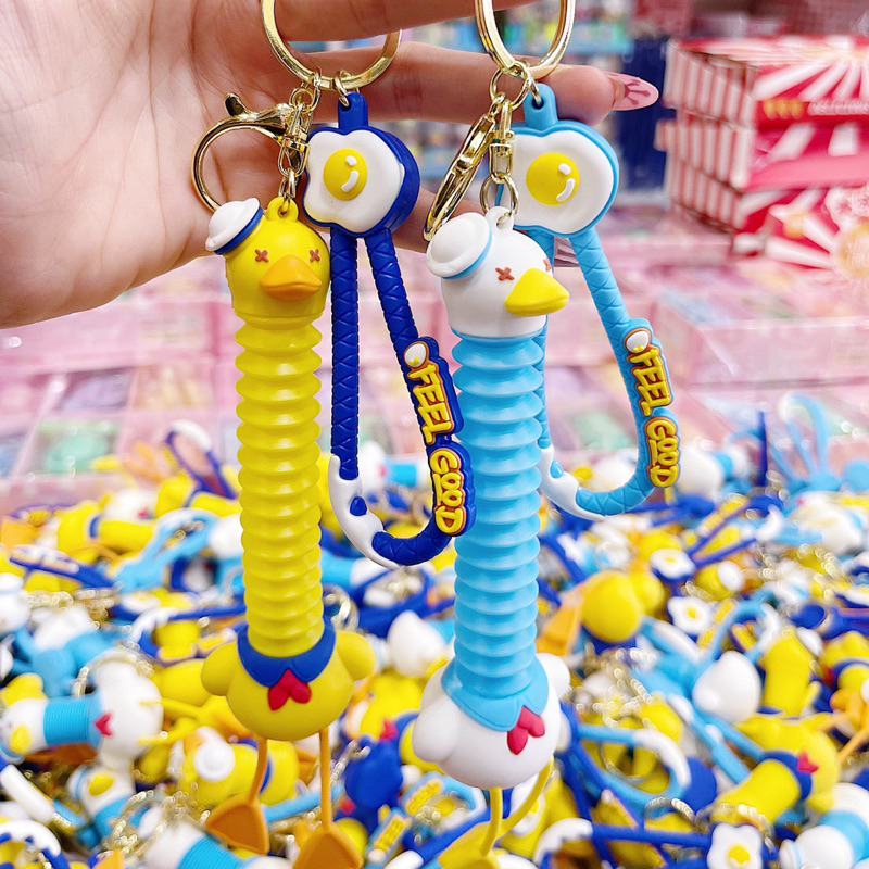 Móc Khoá Vịt Lò Xo Kéo Dài Thu Gọn Giảm Stress Làm Quà Tặng