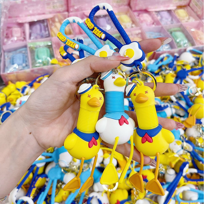 Móc Khoá Vịt Lò Xo Kéo Dài Thu Gọn Giảm Stress Làm Quà Tặng