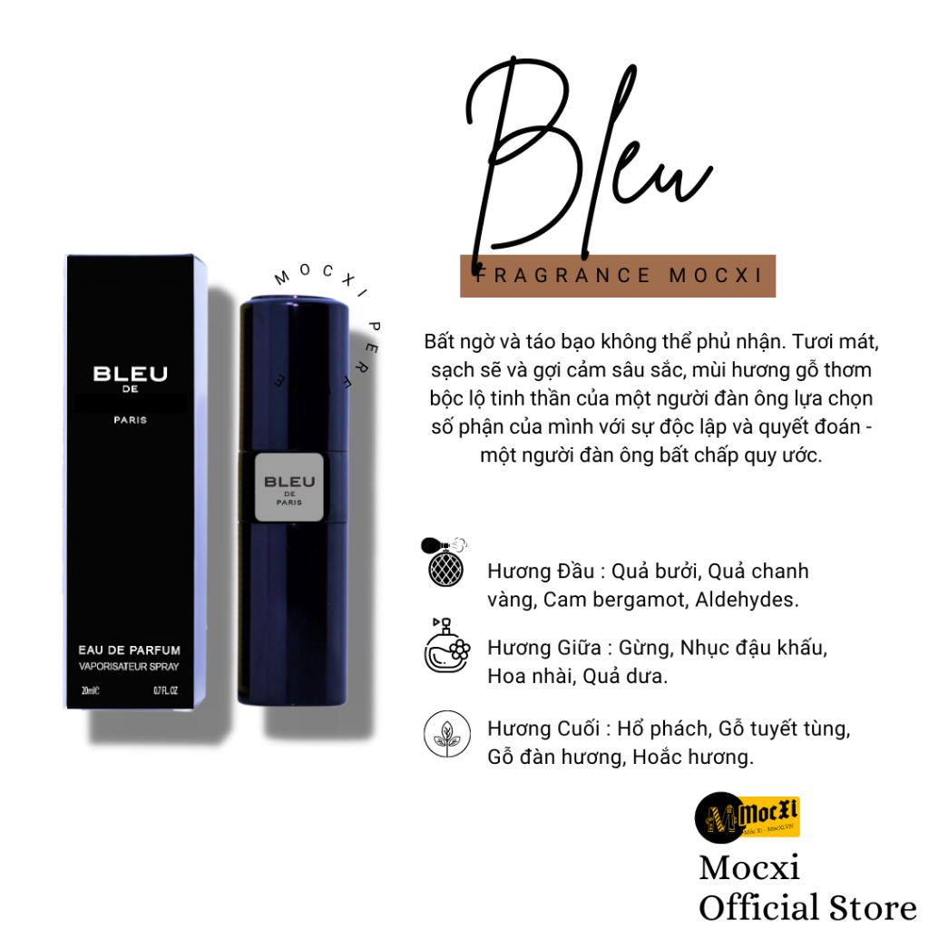 Nước Hoa Nam 𝐁𝐋𝐄𝐔 - 𝐄𝐑𝐎𝐒 20ml Lịch Lãm , Nam Tính
