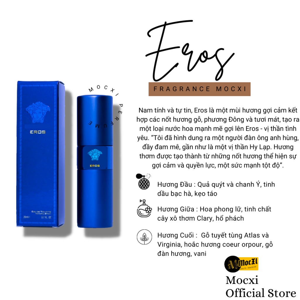 Nước Hoa Nam 𝐁𝐋𝐄𝐔 - 𝐄𝐑𝐎𝐒 20ml Lịch Lãm , Nam Tính