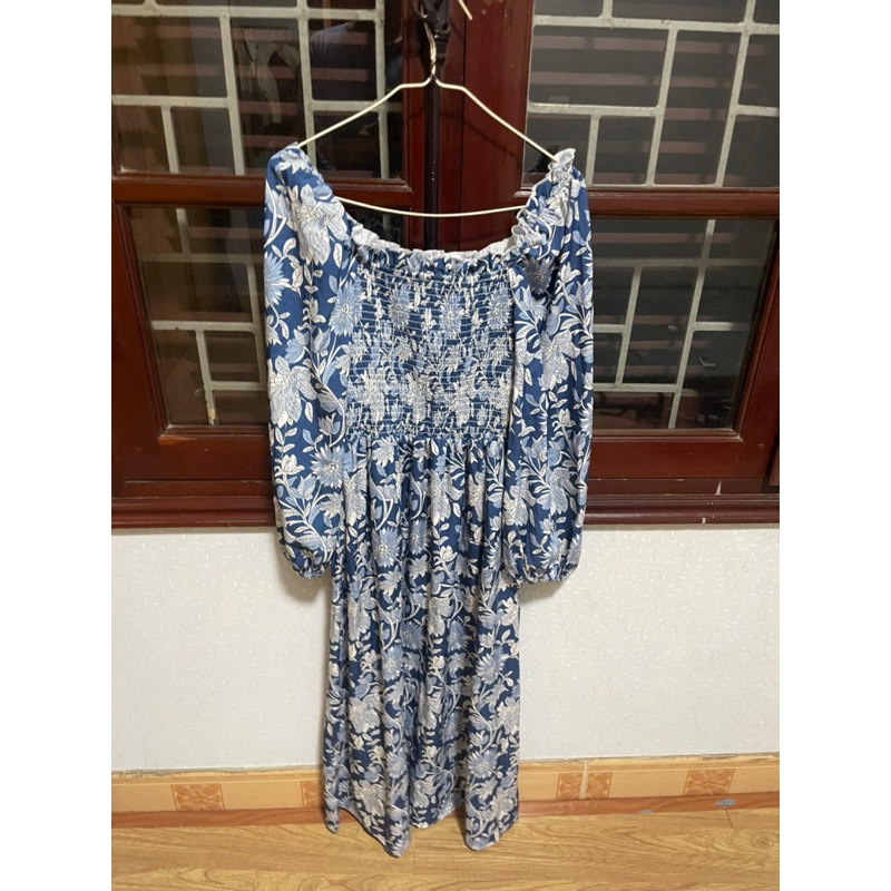 Váy maxi màu xanh, trắng ZARA👗Size S, cam kết chính hãng 100%