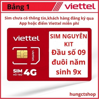 Sim Viettel đầu 09 nguyên kít đuôi số năm sinh 8x,9x