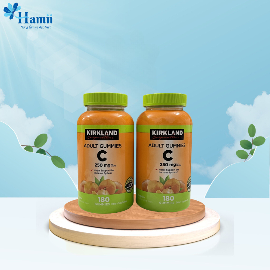 Cặp Kẹo Dẻo Bổ Sung Vitamin C Kirkland Signature Adult Gummies C 250mg 180 Viên x 2 Chai Mỹ