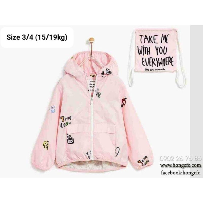 Áo khoác gió zara xuất xịn bé trai, bé gái