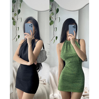Đầm ôm body sexy hở lưng buộc nơ cổ