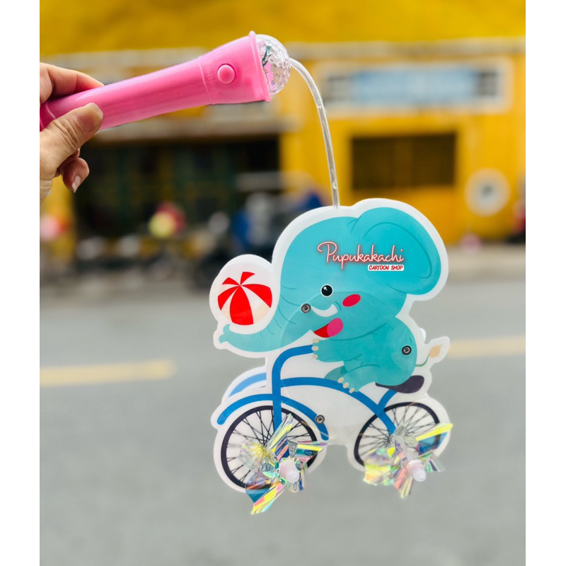 Lồng Đèn Thú Đi Xe Đạp Chong Chóng Xoay Có Đèn Nhạc Cute Chơi Trung Thu Cho Bé