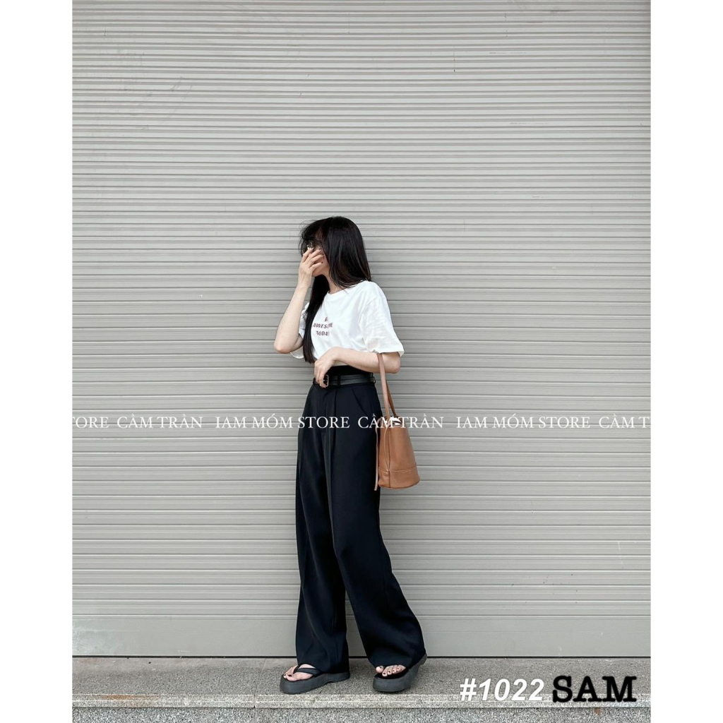 Quần kaki suông cạp cao kèm đai hàng QCL1