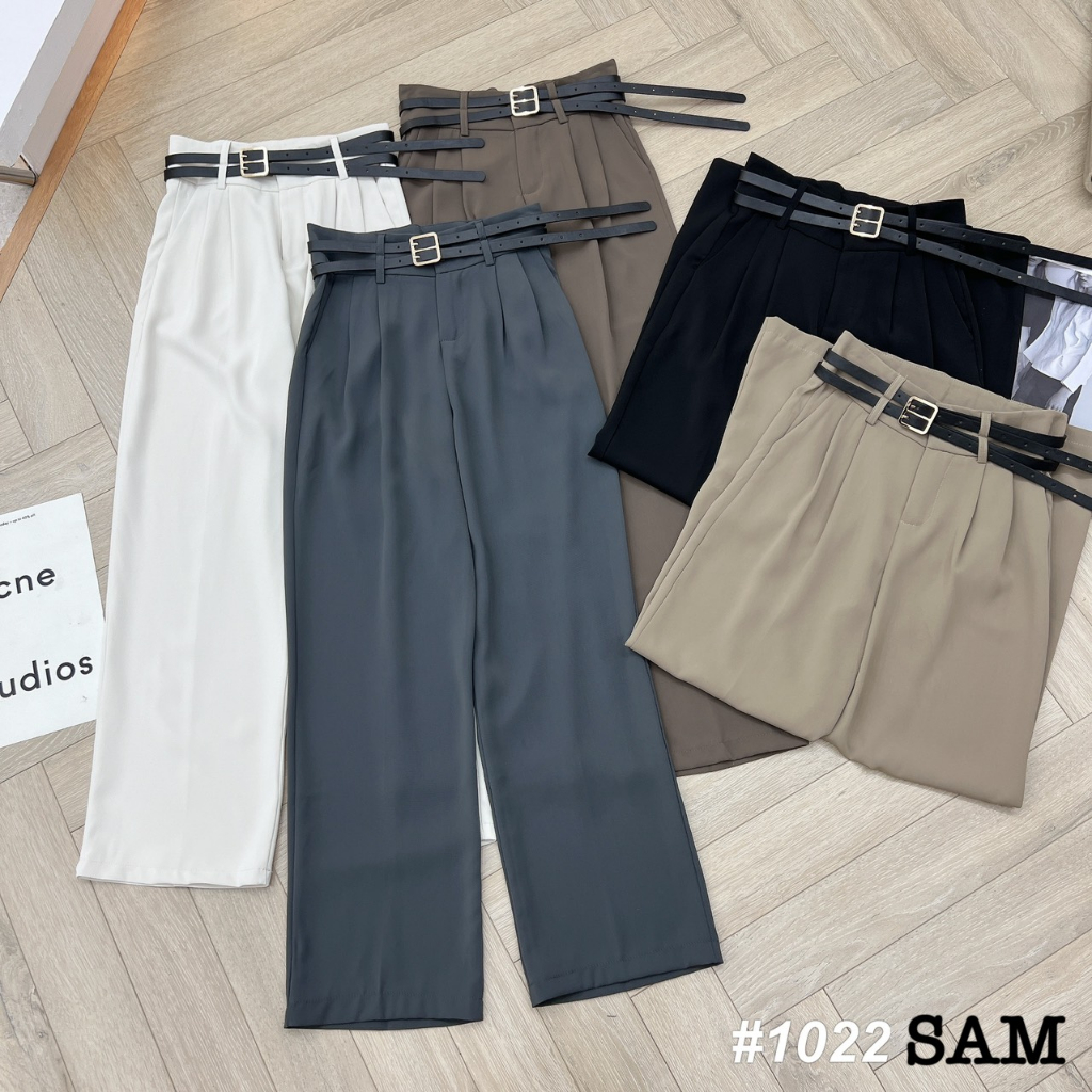 Quần kaki suông cạp cao kèm đai hàng QCL1