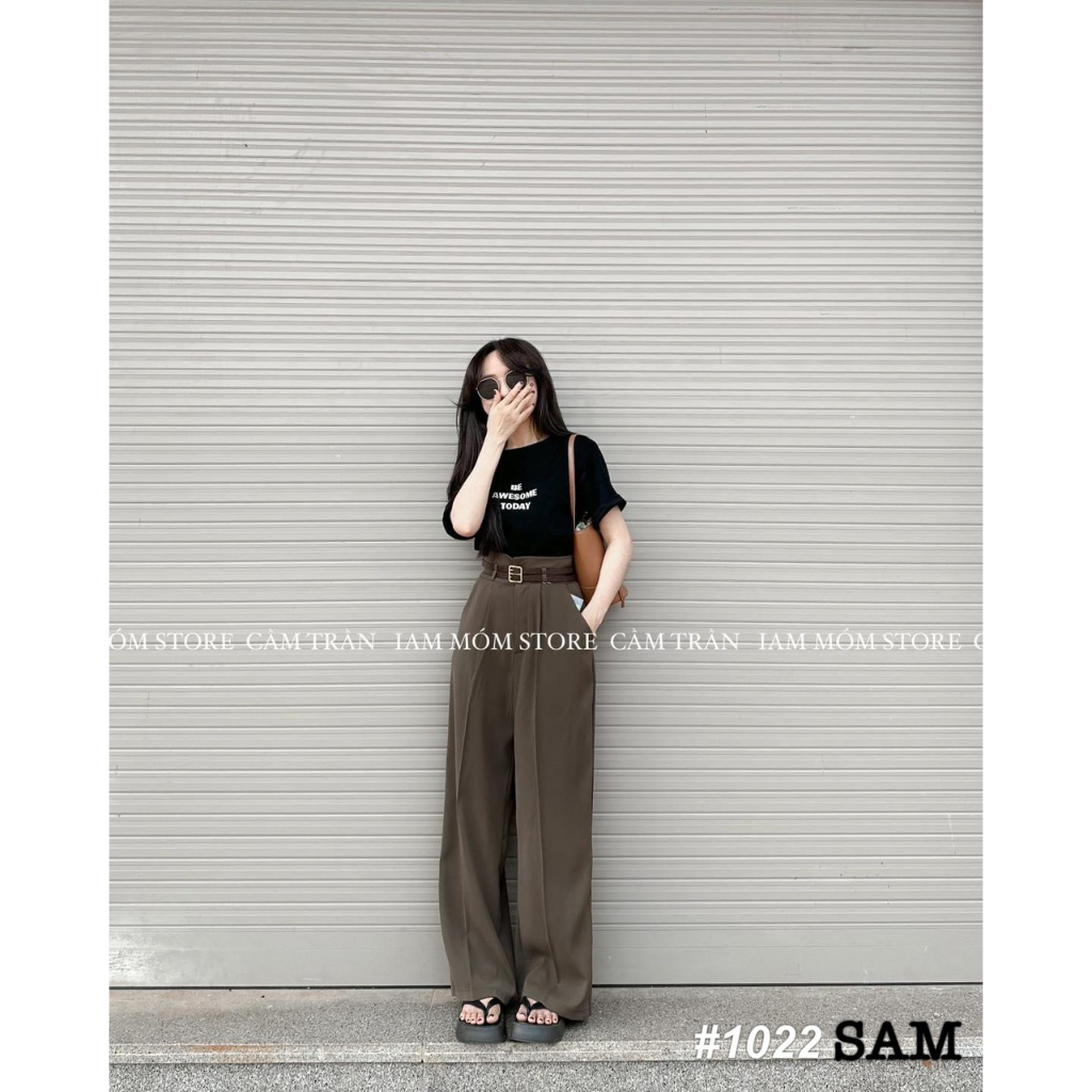 Quần kaki suông cạp cao kèm đai hàng QCL1