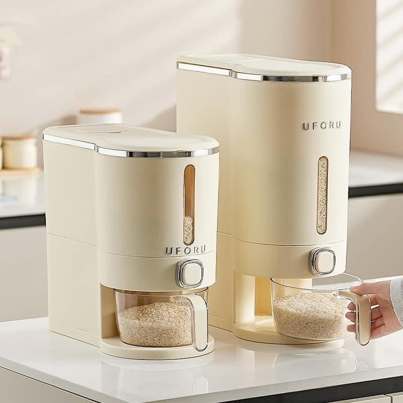 Thùng đựng gạo thông minh Uforu Thùng gạo 10kg có nắp đậy và nút bấm, thùng đựng thực phẩm chống ẩm mốc