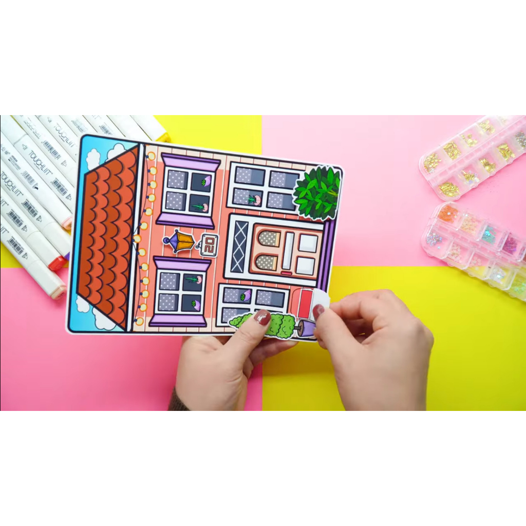 ĐỒ CHƠI NGÔI NHÀ BÚP BÊ GIẤY CẮT THỦ CÔNG DIY - Ngôi nhà của bé Chocolate House In Quiet Book.