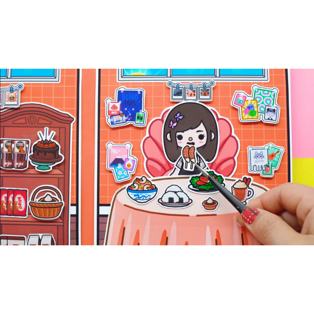 ĐỒ CHƠI NGÔI NHÀ BÚP BÊ GIẤY CẮT THỦ CÔNG DIY - Ngôi nhà của bé Chocolate House In Quiet Book.