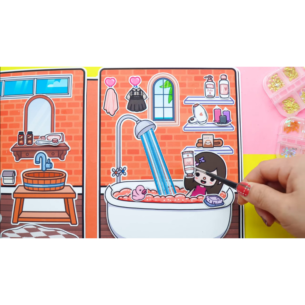 ĐỒ CHƠI NGÔI NHÀ BÚP BÊ GIẤY CẮT THỦ CÔNG DIY - Ngôi nhà của bé Chocolate House In Quiet Book.