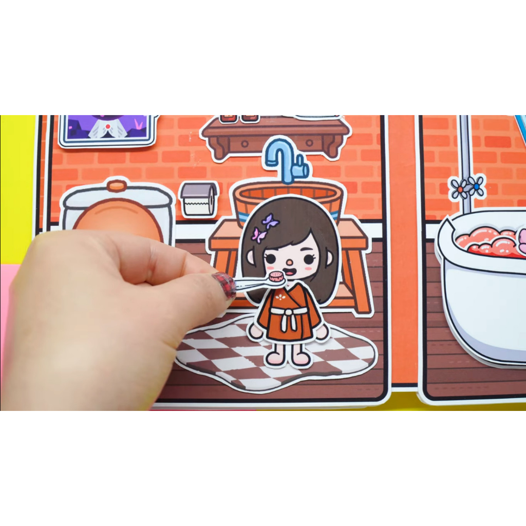 ĐỒ CHƠI NGÔI NHÀ BÚP BÊ GIẤY CẮT THỦ CÔNG DIY - Ngôi nhà của bé Chocolate House In Quiet Book.