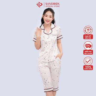  Đồ bộ nữ Pijama SANDBOX chất Lụa Latin cao cấp áo cộc tay quần lửng họa tiết tinh tế BLL23003