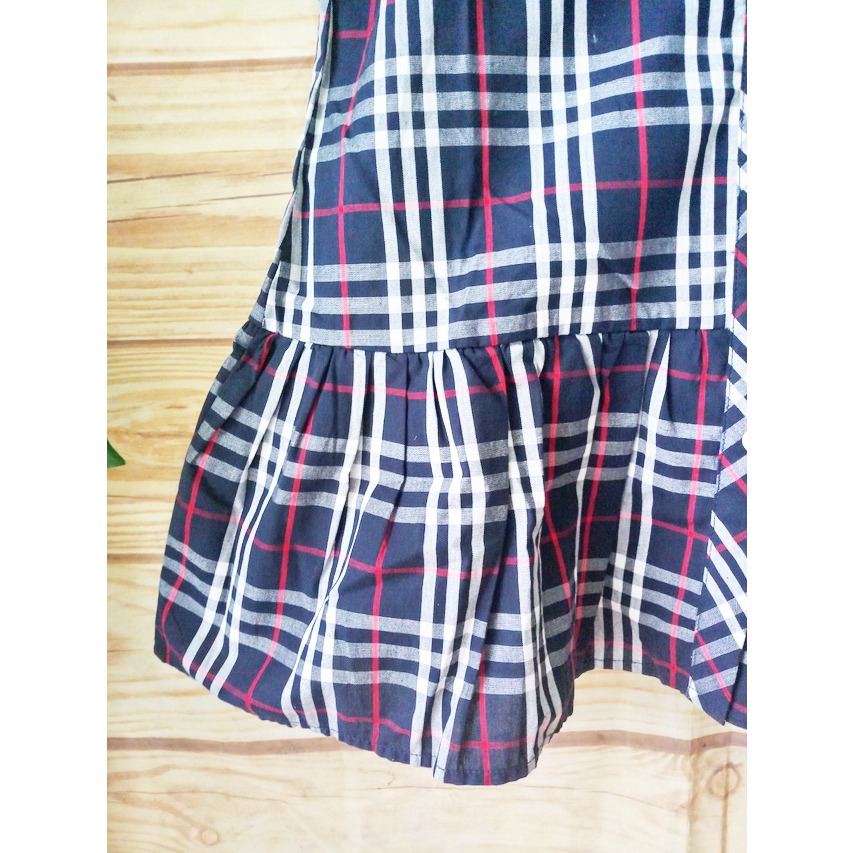 17-40kg Đầm sơ mi kẻ sọc thêu logo size đại cho bé gái