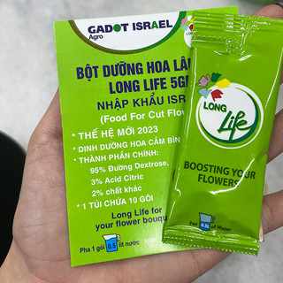 Thuốc nước cắm hoa tươi lâu dạng bột tự hòa tan (50 gói) nhập khẩu Israel hiệu Longlife 5gr pha 0.5L nước tại nhà