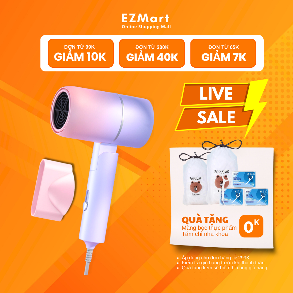 Máy sấy tóc gấp gọn mini - Máy sấy tóc tạo kiểu tóc chuyên nghiệp công suất lớn 1500w bảo hành 6 tháng
