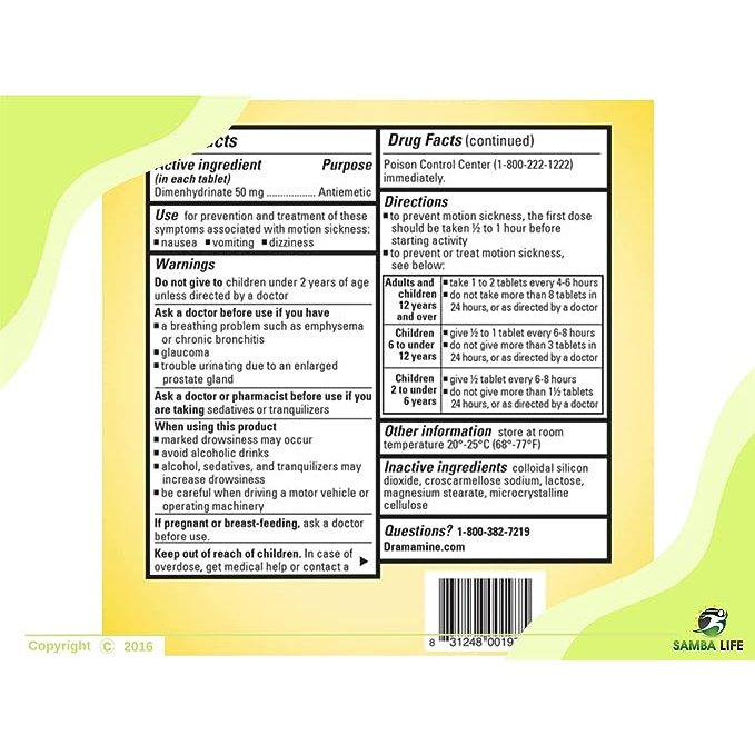 Viên hỗ trợ chống say tàu xe Dramamine của Mỹ