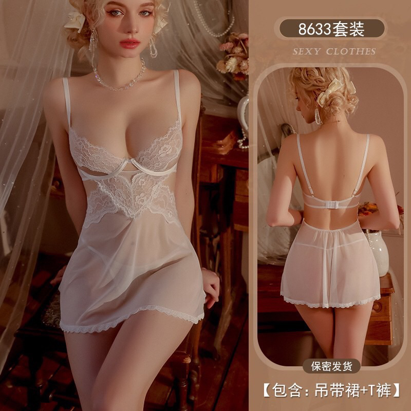 Tặng kèm chip - Váy ngủ ren có gọng nâng ngực sexy V45