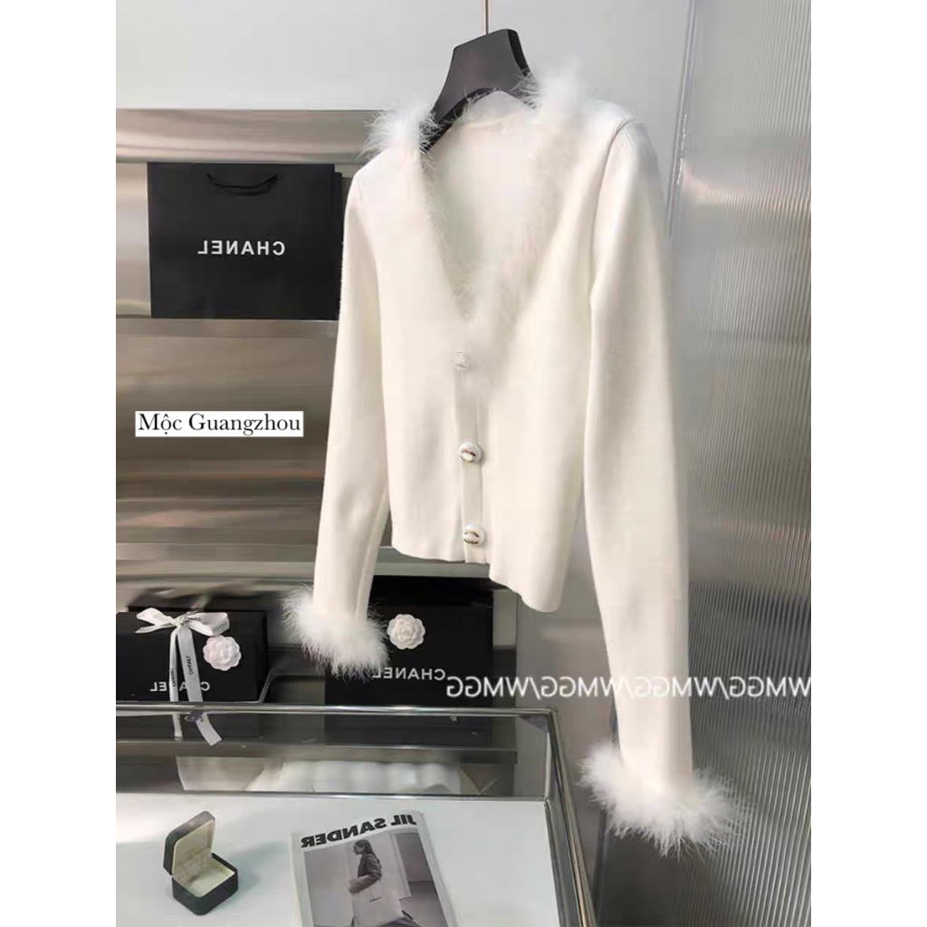 Áo crotop len pha viền lông hàng QCL1