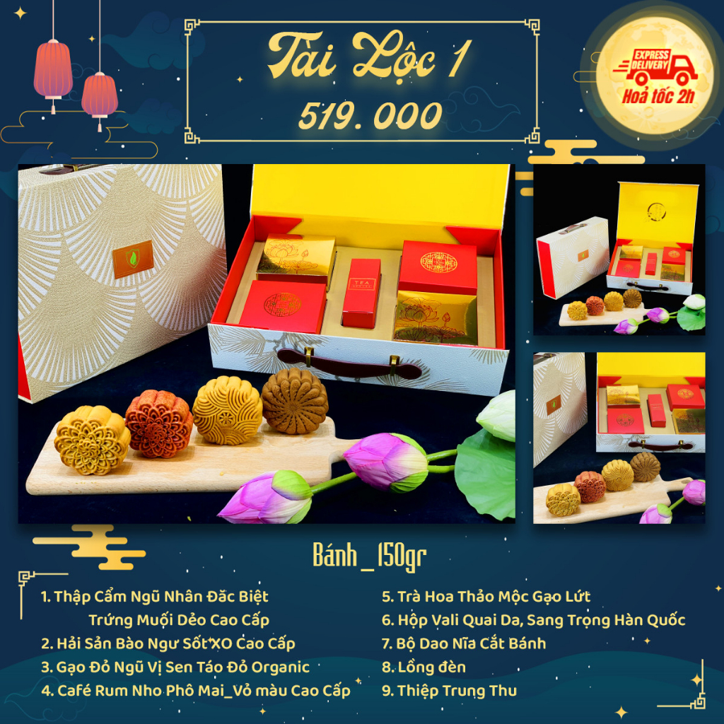 Hộp Quà Bánh Trung Thu Sang Trọng Hafood, Set Quà Tặng Cao Cấp,