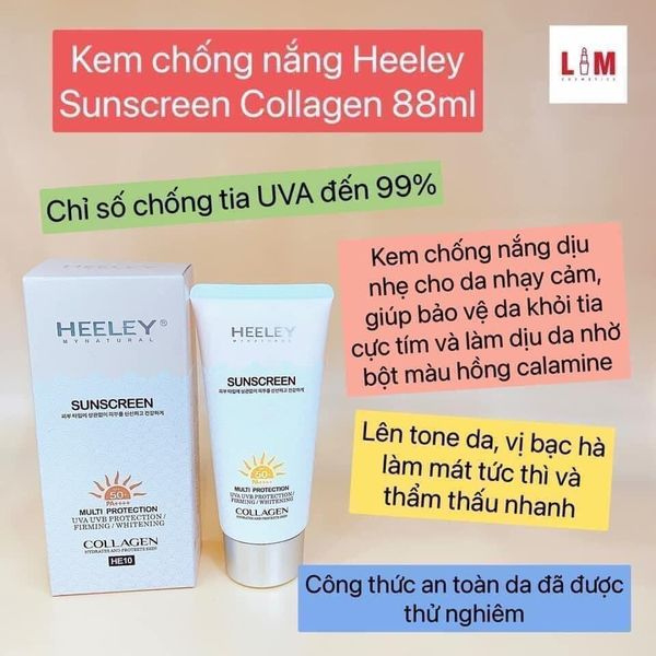 Kem Chống Nắng Heeley Collagen Sunscreen 88ml Chống Nắng Mạnh Mẽ Làm Dịu Da Nhạy Cảm