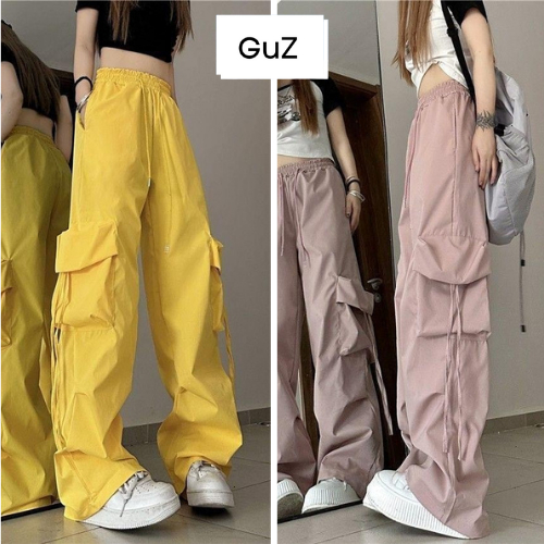 Quần ống rộng kaki túi hộp, quần dài màu kiểu nữ siêu đẹp tôn da form đẹp vải kaki thoáng mát, mềm_GUZ