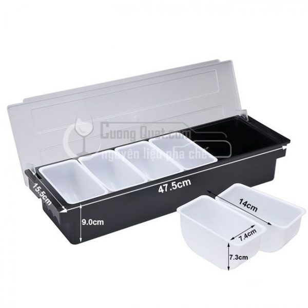 Khay đựng Topping 6 Ngăn (nhựa-inox)