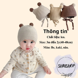 Mũ nón len quả bông cột dây đáng yêu cho bé ML258 Mabushop