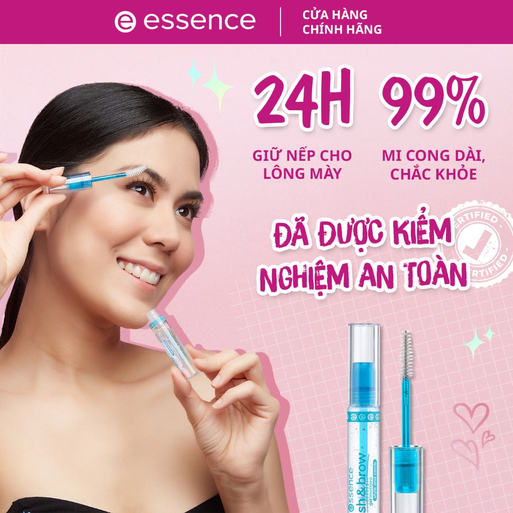 Mascara Essence Lash & Brow chuốt dưỡng mi và lông mày dạng gel trong suốt 2 trong 1 cấp ẩm hiệu quả 9ml