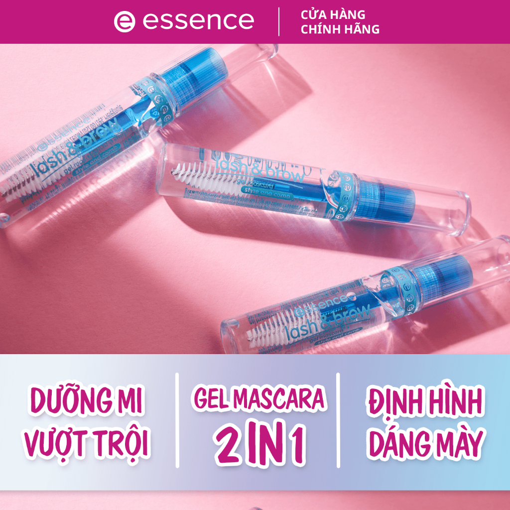 Mascara Essence Lash & Brow chuốt dưỡng mi và lông mày dạng gel trong suốt 2 trong 1 cấp ẩm hiệu quả 9ml