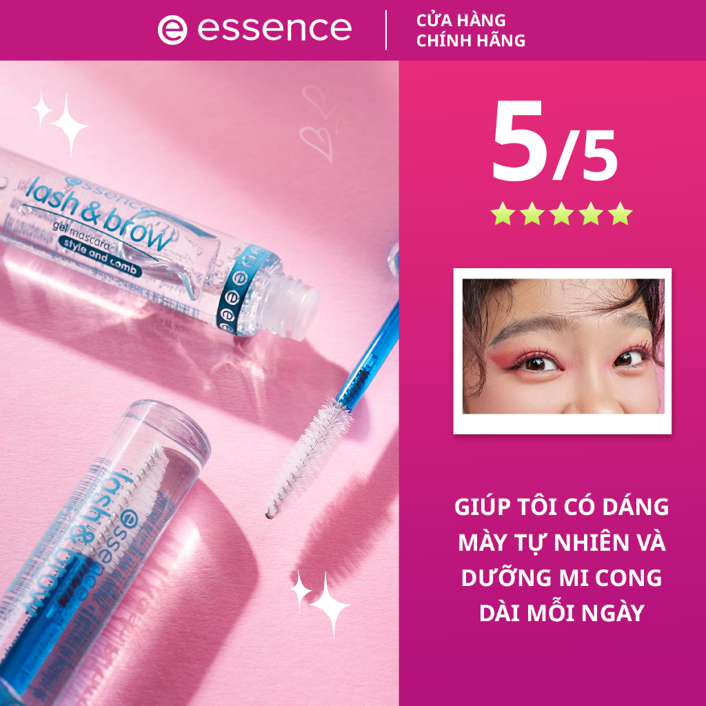 Mascara Essence Lash & Brow chuốt dưỡng mi và lông mày dạng gel trong suốt 2 trong 1 cấp ẩm hiệu quả 9ml