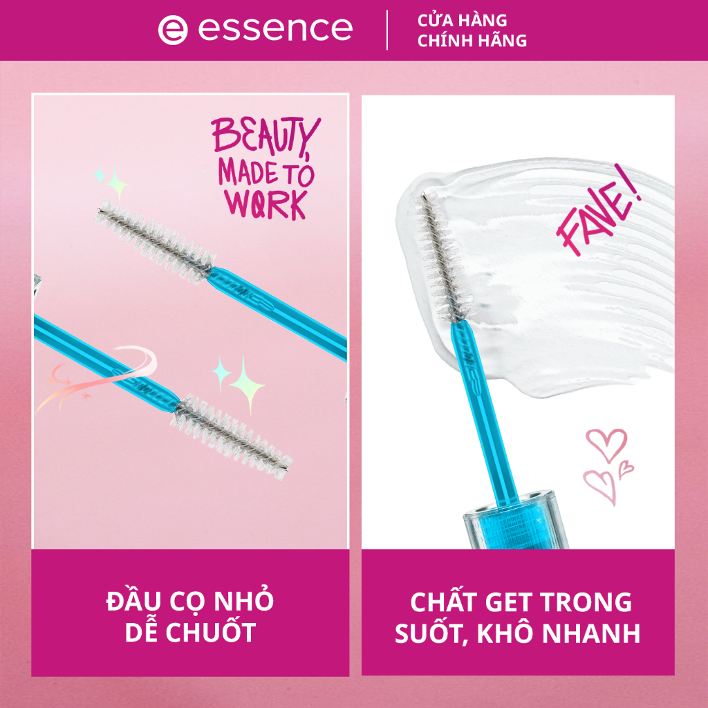 Mascara Essence Lash & Brow chuốt dưỡng mi và lông mày dạng gel trong suốt 2 trong 1 cấp ẩm hiệu quả 9ml