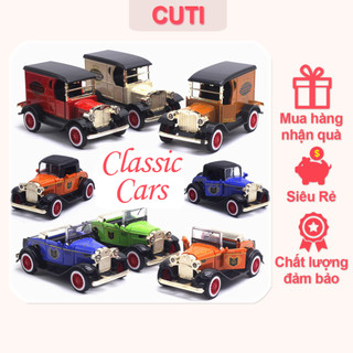 Xe mô hình đồ chơi ô tô cổ điển đúc kim loại tỷ lệ 1:32 chạy cót, mở được cửa, đồ chơi cuti