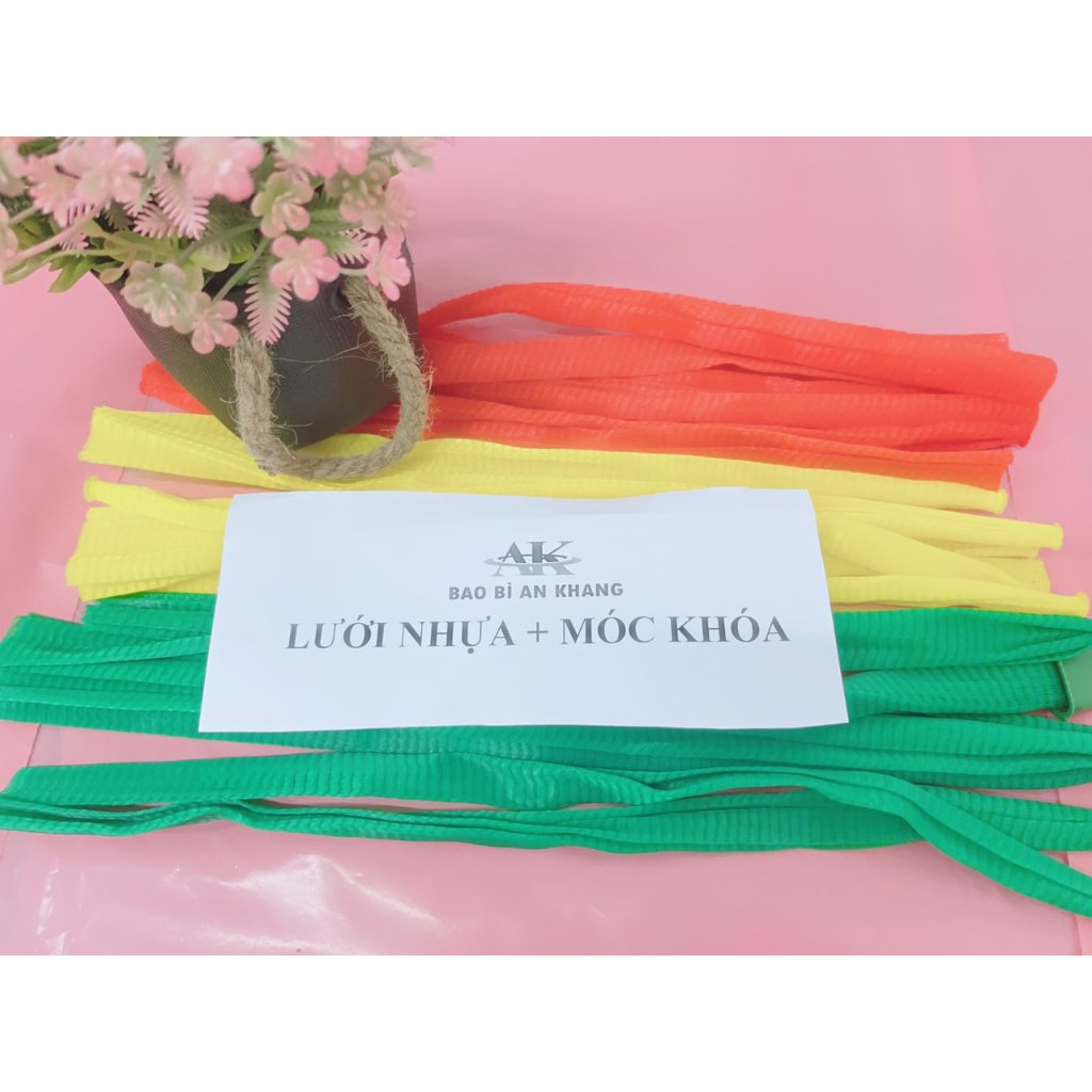 Túi lưới nhựa màu vàng (1kg) đủ móc khóa túi đựng trái cây, nông sản