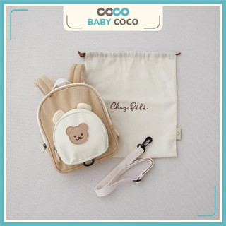Balo đi học cho bé style Hàn cho bé dễ thương, kèm dây chống đi lạc