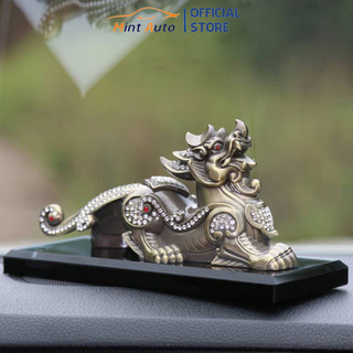 Tượng Tỳ Hưu Bằng Hợp Kim Đính Đá Trang Trí Ô Tô Để Bàn Làm Việc Cao Cấp Tặng Kèm Nước Hoa