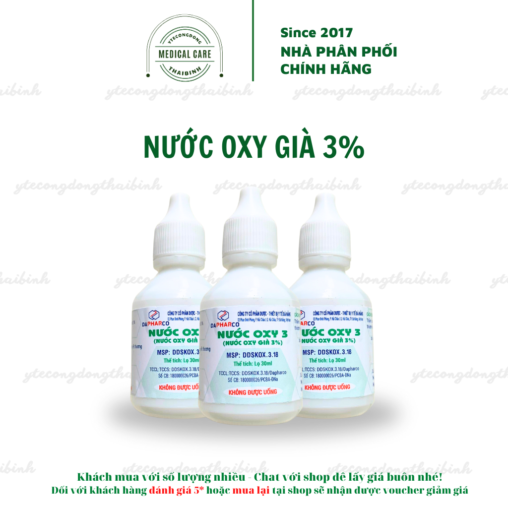 Oxy Già - Nước Oxy Già 3% sát khuẩn làm sạch vết thương ngoài da 30ml ( Dapharco )