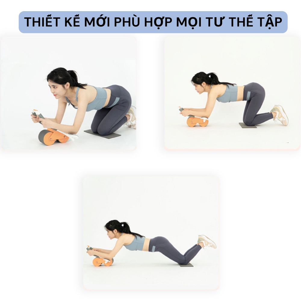 Con Lăn Tập Bụng, Con Lăn Trợ Lực 2 Bánh Xe Có Chỗ Để Tay Tiện Lợi Chất Liệu Cao Cấp Giúp Giảm Cơ Bụng
