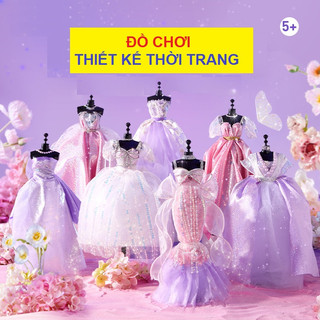 Bộ đồ chơi thiết kế thời trang tự may váy công chúa nhiều màu sắc cho bé phát triển tư duy sáng tạo, quà tặng sinh nhật