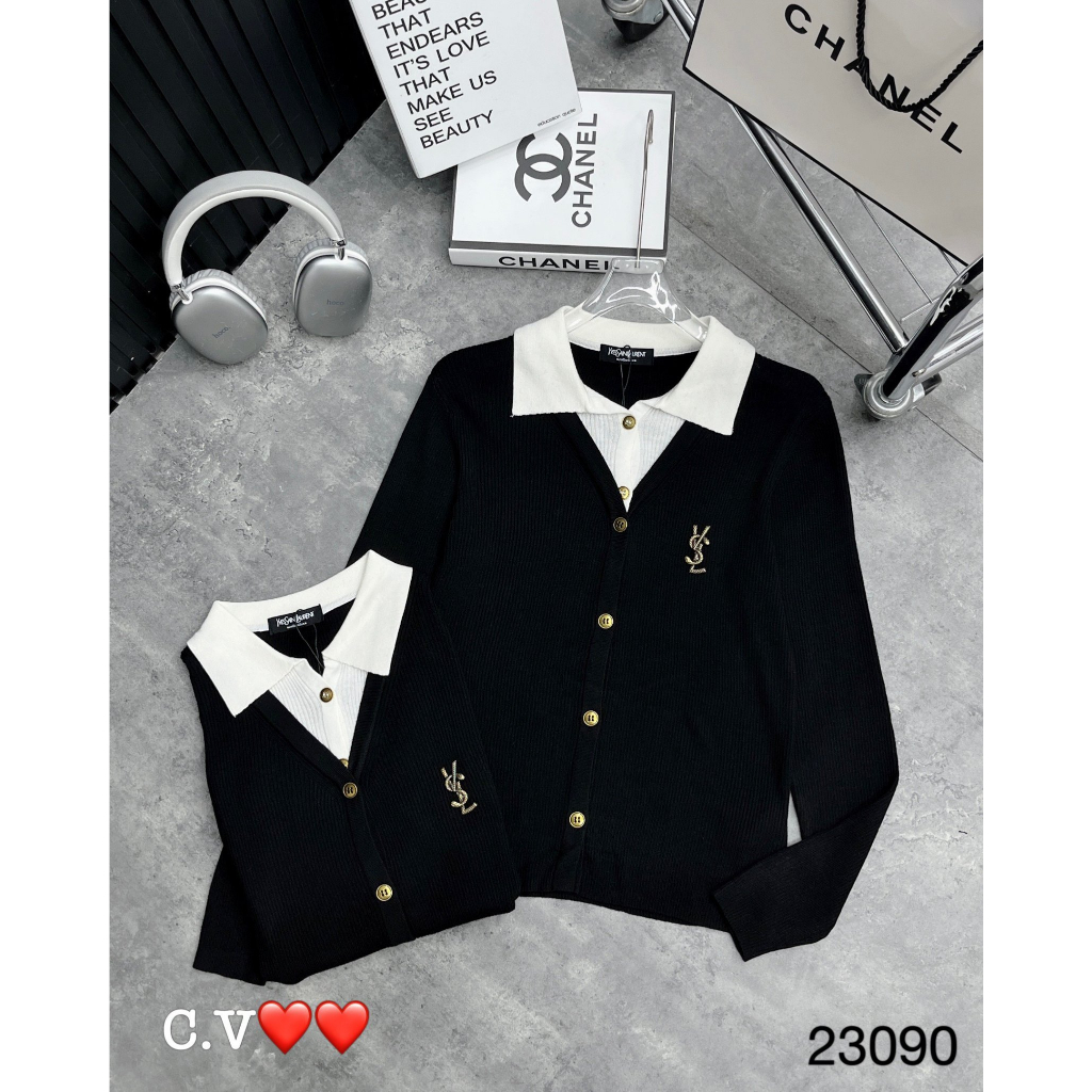 Áo khoác cardigan len cổ polo hàng QCL1