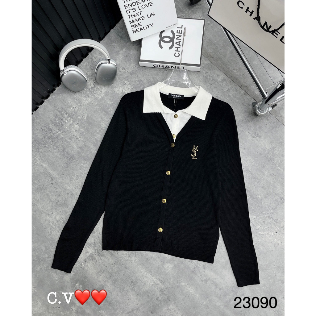 Áo khoác cardigan len cổ polo hàng QCL1